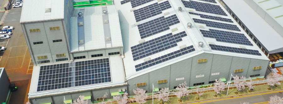 Solar panels on Höganäs' Busan plant
