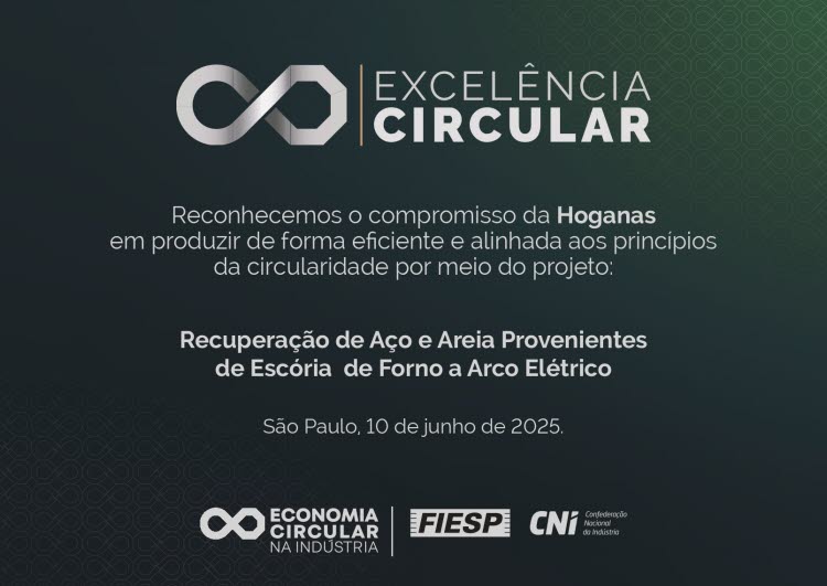 Imagem digital do certificado recebido pela Höganäs no Brasil